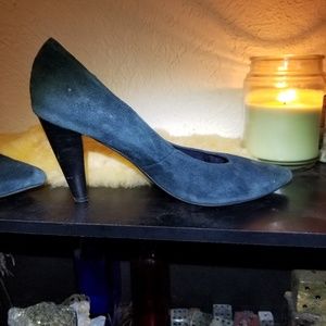 Italian Leather Blue Suede Pumps